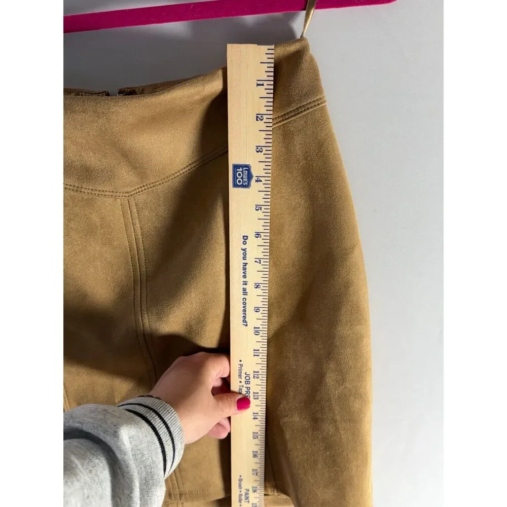 White House Black Market Size 00 Camel Faux Suede Mini Skirt